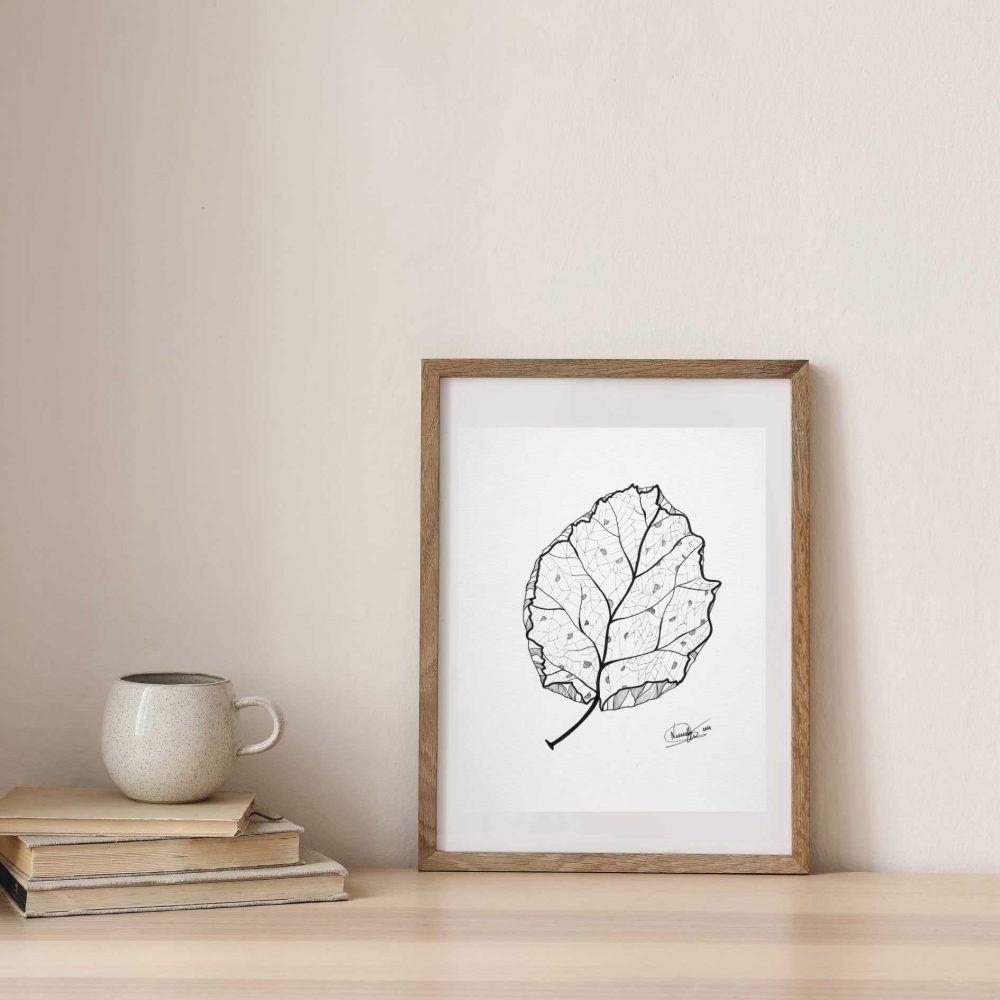 Dessin Feuille en stylo noir – Image 3