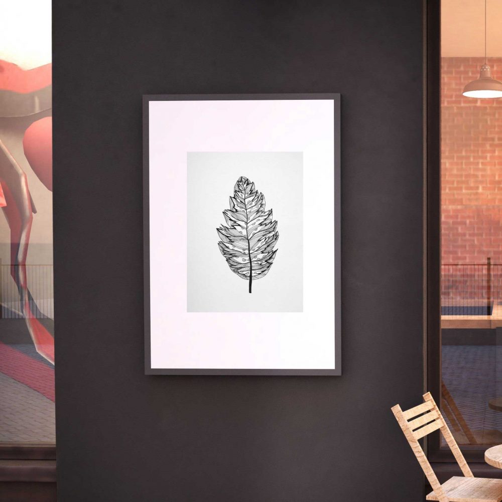 Dessin Feuille en stylo noir – Image 3