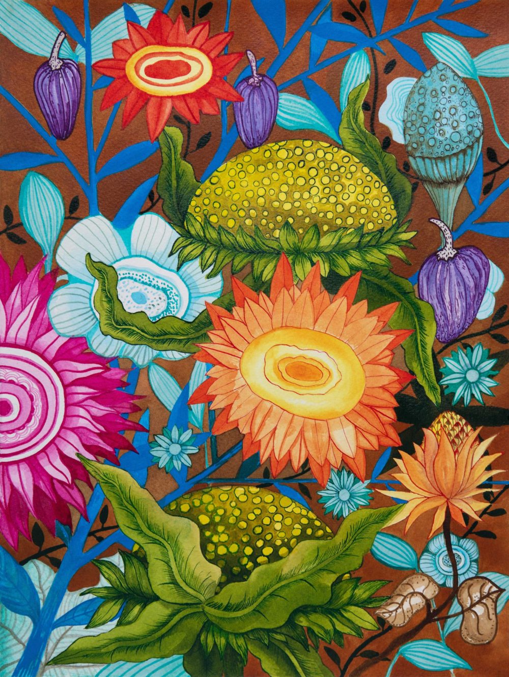 Dessin floral - Encre
