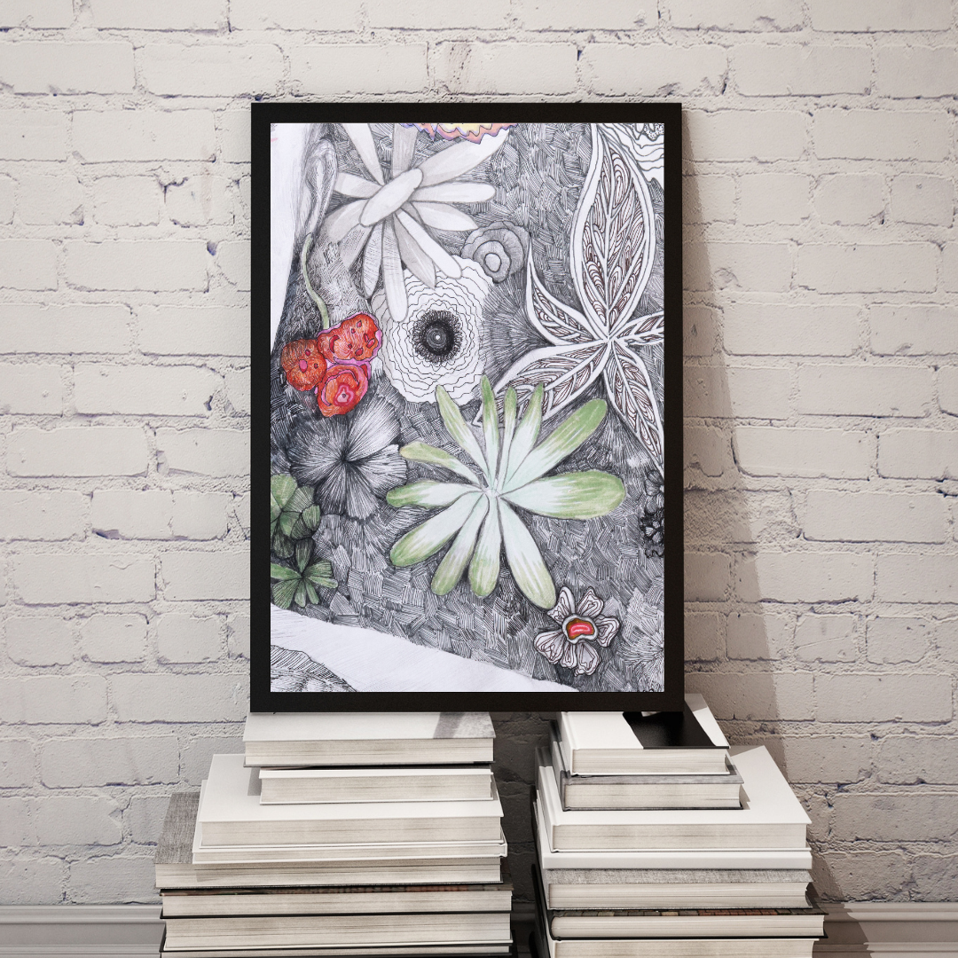 Dessin floral -Jardin sauvage -Tirage d'Art – Image 5