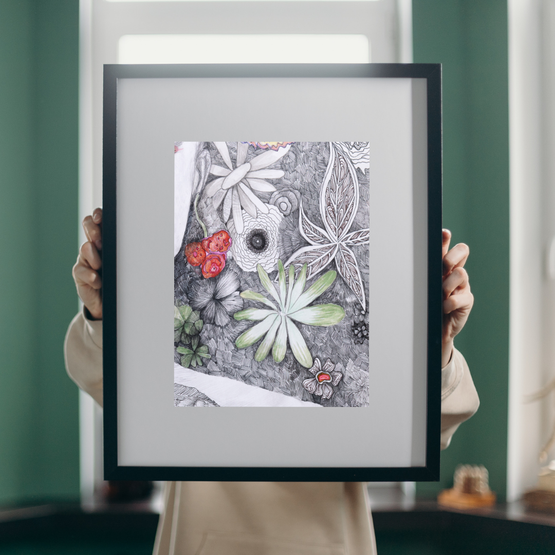 Dessin floral -Jardin sauvage -Tirage d'Art – Image 4