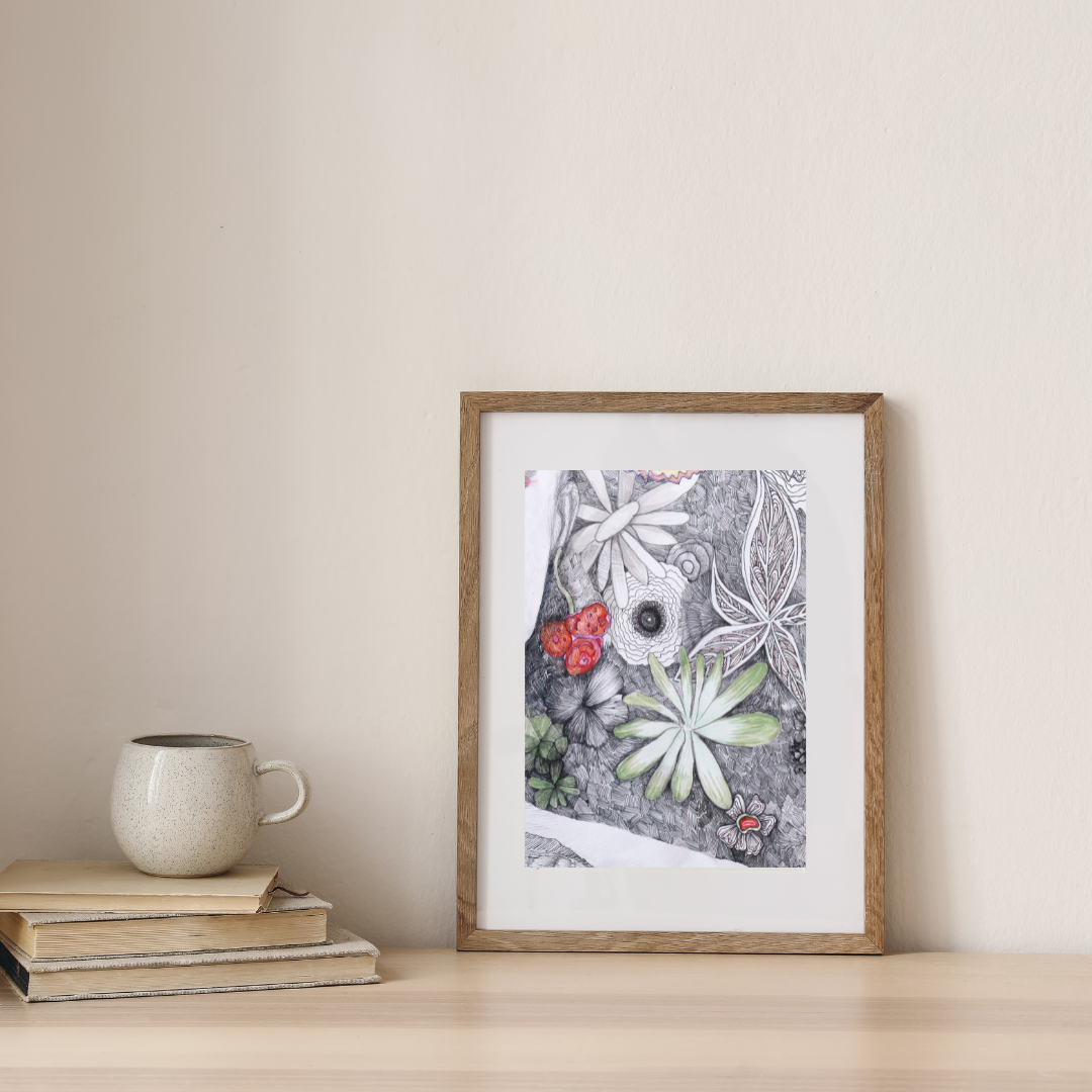 Dessin floral -Jardin sauvage -Tirage d'Art – Image 3