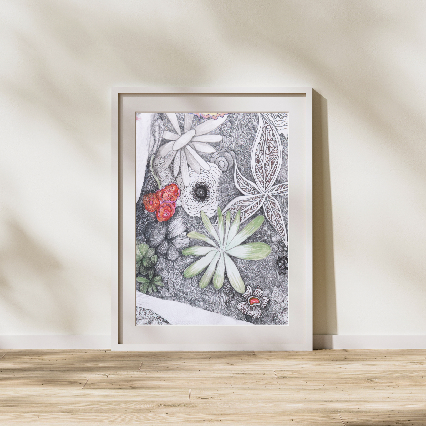 Dessin floral -Jardin sauvage -Tirage d'Art