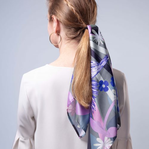 foulard satin oiseau rouge-gorge  ref : SAT005Oiseau67