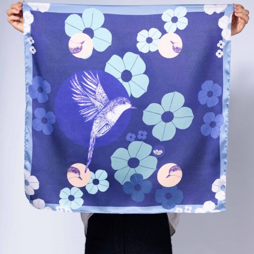 foulard satin oiseau rouge-gorge  ref : SAT008Oiseau67